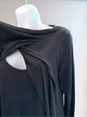 Black Cross-Front Long Sleeve Nursing Top